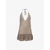 Jaded London Womens Khaki Button Me Up Layered Chiffon Mini Dress In Neutral