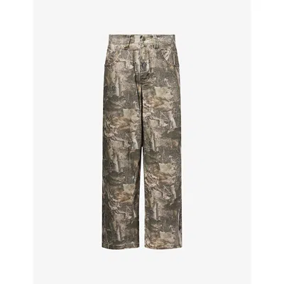 Jaded London Womens Khaki Woodland Camouflage Denim Jeans In Brown