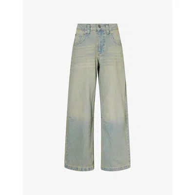 Jaded London Womens New Fit Colussus Wide-leg Denim Jeans Light Wash Denim