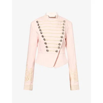 Jaded London Womens Mandy Military Lace-embroidered Cotton-blend Jacket Multi