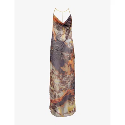Jaded London Womens  Dahlia Cowl-neck Beaded Woven Midi Dress In Multi