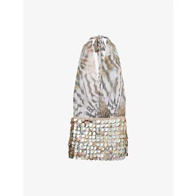 Jaded London Womens Multi Draped Shell Woven Mini Dress