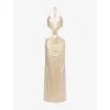 Jaded London Womens Multi Gold Vida Halterneck Woven Maxi Dress In Yellow