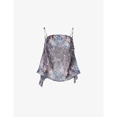 Jaded London Womens Multi Kapli Backless Chiffon Top