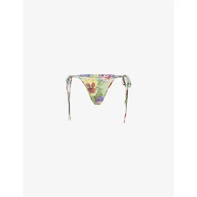 Jaded London Womens Raw Edge Floral Bikini Bottoms Multi
