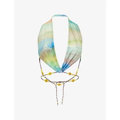 Jaded London Womens Multi Soleila Halter-neck Woven Top