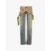 Jaded London Womens Multi Strap-up Stonewash Denim Jeans