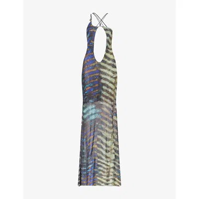 Jaded London Womens Multi Strappy Plunge Stretch-woven Maxi Dress