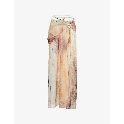 Jaded London Womens Talita Cut-out Stretch-woven Maxi Skirt Multi
