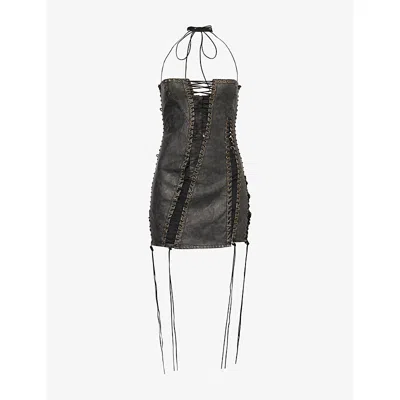 Jaded London Womens Black Odile Lace-up Woven Mini Dress