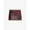Jaded London Womens Red Lynx Stitch-embellishment Faux-leather Mini Skirt In Red
