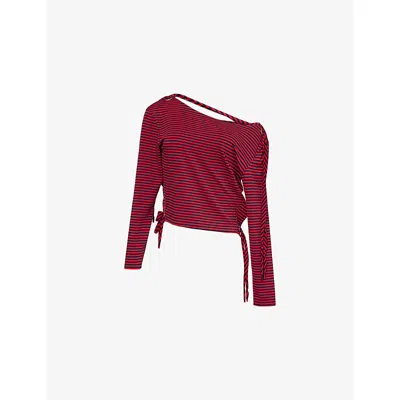 Jaded London Womens Gaia Striped Stretch-woven Top Red Multi