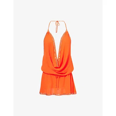 Jaded London Womens Red Tatiana Backless Woven Mini Dress In Orange