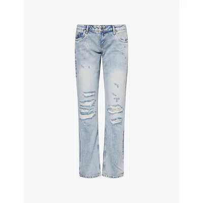 Jaded London Womens Blue Rider Straight-leg Denim Jeans