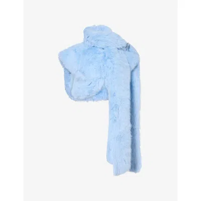 Jaded London Womens Saskia 2-in-1 Faux Fur Shrug Blue