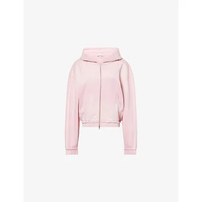 Jaded London Womens Sporty Striped Monster Cotton-jersey Hoody Pink Xs