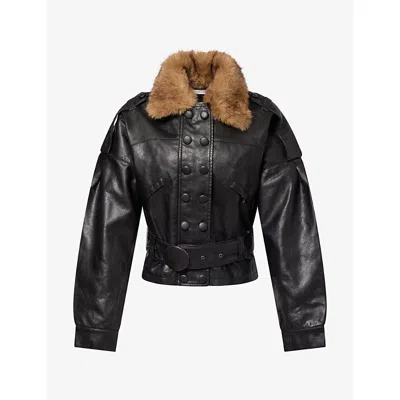 Jaded London Womens Sydney Belted Faux Leather Jacket Multi Xs In Black