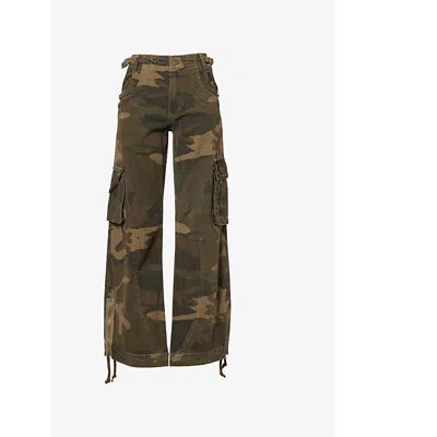 Jaded London Womens Trooper Camo Straight-leg Regular-fit Cotton Trousers Khaki