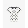 Jaded London Womens White Polka-dot Logo-print Stretch-jersey Football T-shirt In White