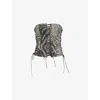 Jaded London Womens Odile Lace-up Stretch-denim Corset Zebra In Zebra