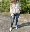 Jadelynn Brooke Around The Clock Teddy Quarter Zip Pullover In Cream In White