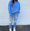 Jadelynn Brooke More Kindness Hidden Message Waffle Hoodie In Cobalt Blue In Blue
