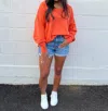 Jadelynn Brooke Oversized French Terry V-neck Pullover In Sunset In Pink