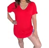 Jadyk Celeste Pocket V Neck Tee In Red