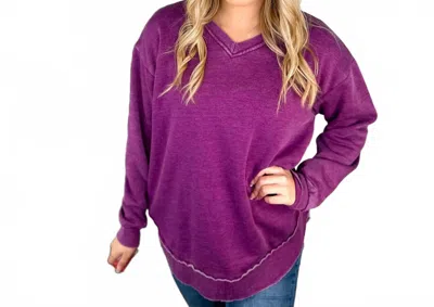 Jadyk Cotton Blend Long Sleeve Weekender Sweatshirt In Purple