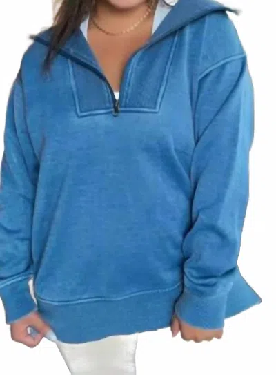 Jadyk Isabella Half Zip Pullover Top In Navy In Blue