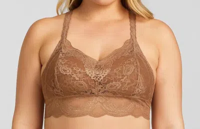 Jadyk Natalie Lace Racerback Bralette In Mocha Mousse In Brown