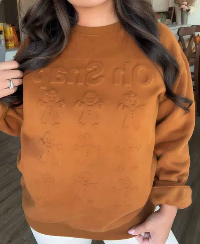 Jadyk Oh Snap Embossed Gingerbread 3d Sweatshirt In Orange