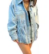 Jadyk Tyra Double Fringe Denim Shacket In Lightwash Denim In Multi