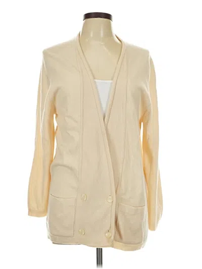 Pre-owned Jaeger Cashmere Cardigan Sweater In Yellow