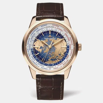 Pre-owned Jaeger-lecoultre Blue 18k Rose Gold Geophysic Universal Time Q8102520 Automatic Men's Wristwatch 41.9 Mm