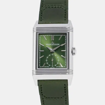 Pre-owned Jaeger-lecoultre Green Stainless Steel Reverso Q397843j Manual Winding Men's Wristwatch 45.6mm