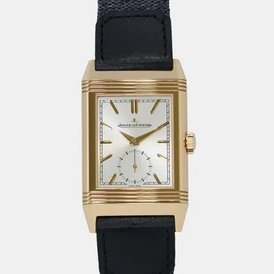 Pre-owned Jaeger-lecoultre K18pg Canvas Leather Silver Dial Reverso Tribute H45.6mm 27.4mm