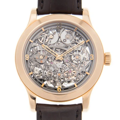 Jaeger-lecoultre Jaeger Lecoultre Master Control Eight Days Skeleton Dial 18kt Rose Gold Brown Leather Men's Watch Q1 In Brown / Gold / Rose / Skeleton