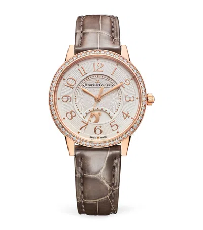 Jaeger-lecoultre Medium Rose Gold Rendez-vous Night & Day Watch In Brown