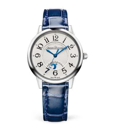 Jaeger-lecoultre Medium Stainless Steel And Diamond Rendez-vous Night & Day Watch In Blue