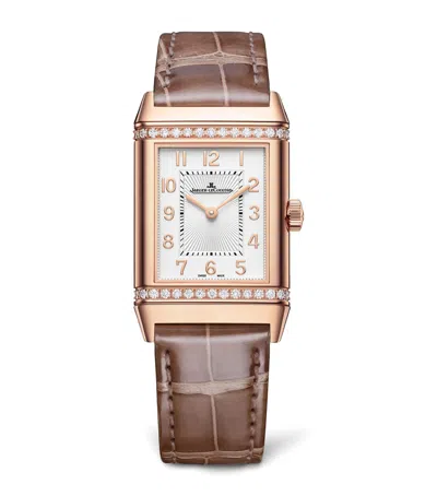 Jaeger-lecoultre Pink Gold And Diamond Reverso Classic Duetto Watch In Burgundy