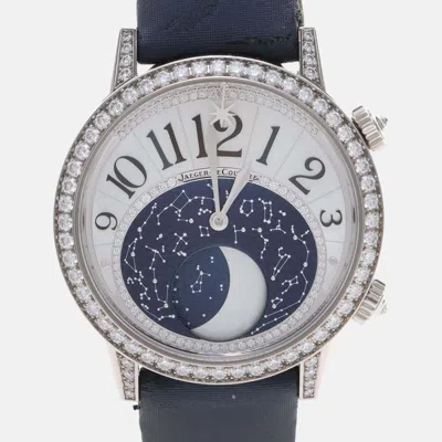 Pre-owned Jaeger-lecoultre Rendez-vous Moon Q3533490 Automatic White Diamonds 18k White Gold Women's Wristwatc In Blue