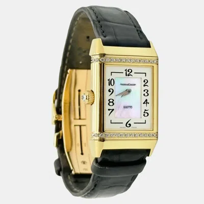 Pre-owned Jaeger-lecoultre Reverso Duetto Classique 256.1.75 Manual Mother Of Pearl Diamond 18k Gold Women's W In Silver
