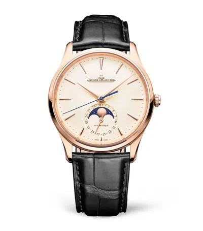 Jaeger-lecoultre Rose Gold Master Ultra Thin Moon Watch In Black