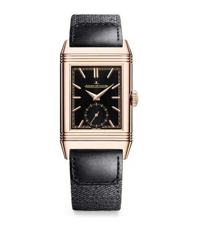Jaeger-lecoultre Rose Gold Reverso Tribute Small Seconds Watch In Black