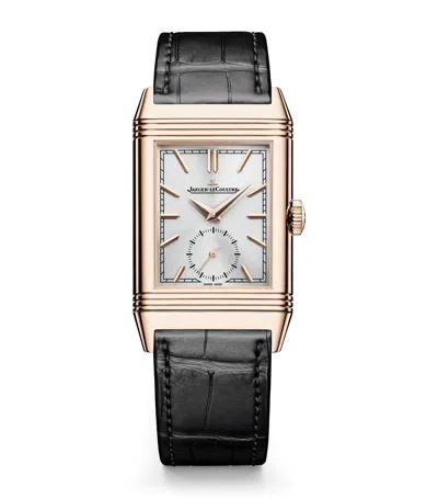 Jaeger-lecoultre Rose Gold Reverso Tribute Small Seconds Watch In Black