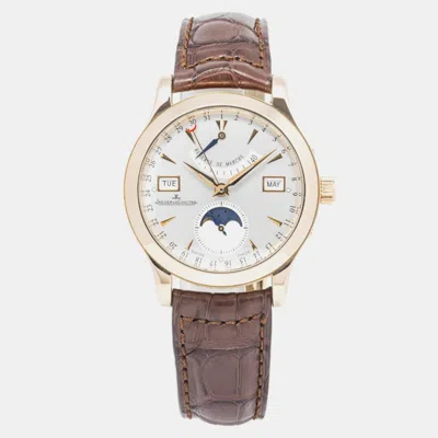 Pre-owned Jaeger-lecoultre Silver 18k Yellow Gold Master Calendar 147.2.41.s Men's Wristwatch 40mm