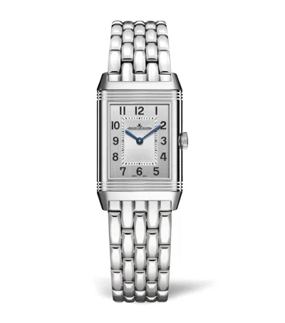Jaeger-lecoultre Small Stainless Steel And Diamond Reverso Classic Duetto Watch In Silver
