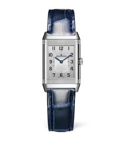 Jaeger-lecoultre Small Stainless Steel And Diamond Reverso Classic Duetto Watch In Blue