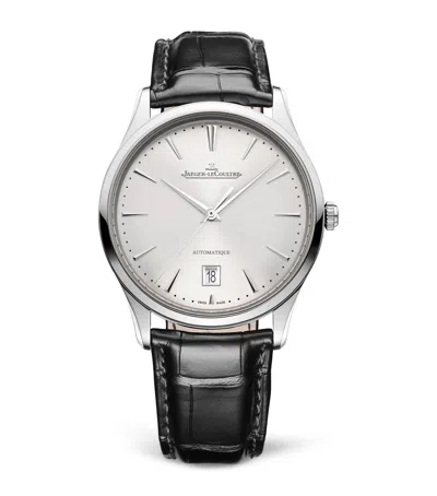 Jaeger-lecoultre Stainless Steel Master Ultra Thin Date Watch In Blue